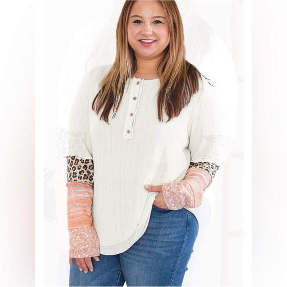 Tops - NWOT Boutique Brand Long Sleeve Plus Size Patchwork Top